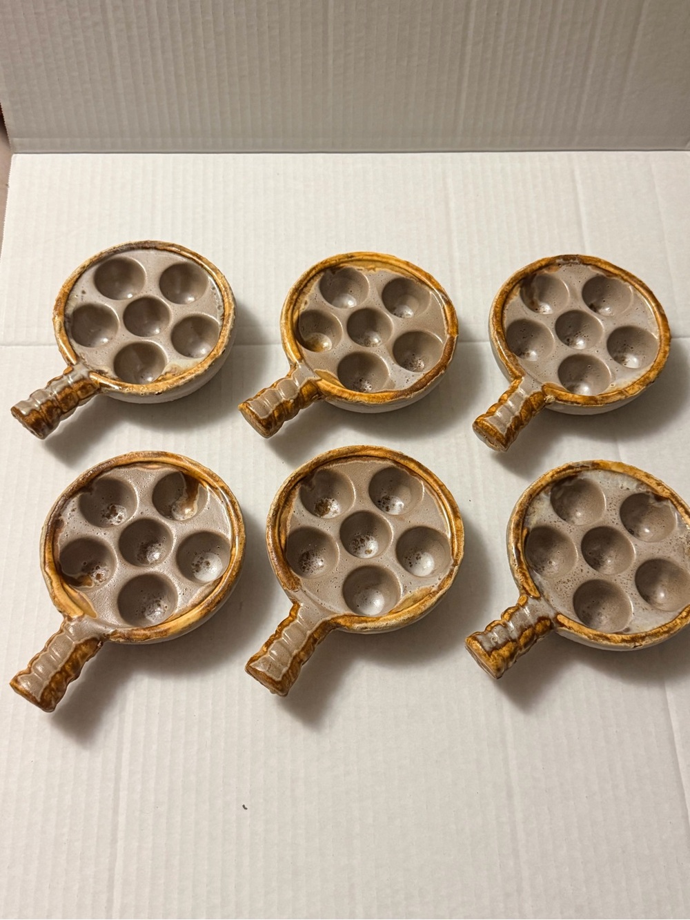 Vintage Laurentian Escargot or Mushroom Caps Pottery Dishes